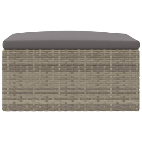Tuinvoetenbank met kussen poly rattan grijs 5