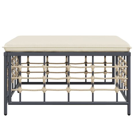 Tuinvoetenbank met beige kussen poly rattan 4