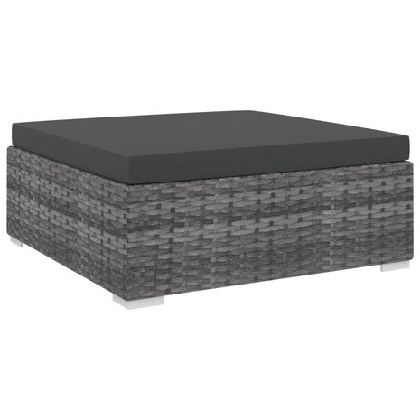 Voetensteun 1 st met kussen poly rattan grijs 1