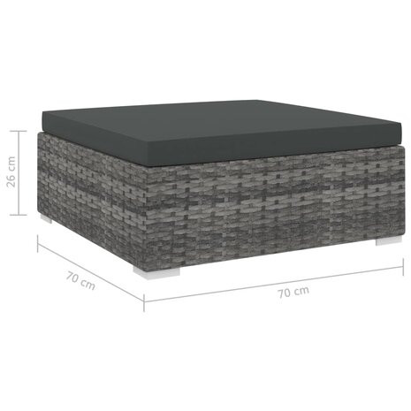 Voetensteun 1 st met kussen poly rattan grijs 4
