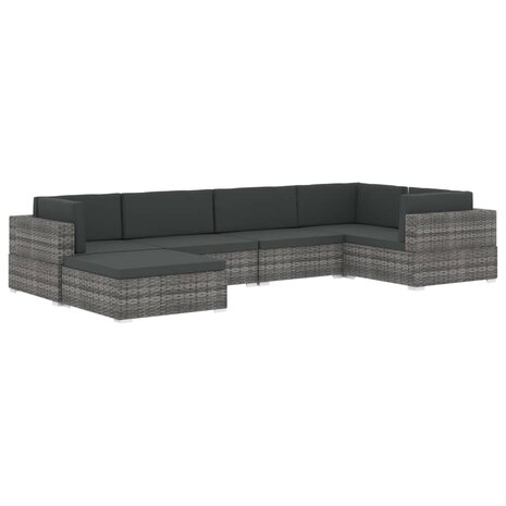 Voetensteun 1 st met kussen poly rattan grijs 8