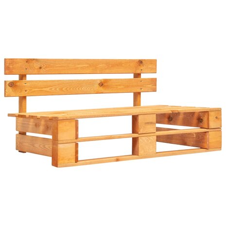 Tuinbank pallet met zandkleurige kussens grenenhout 3