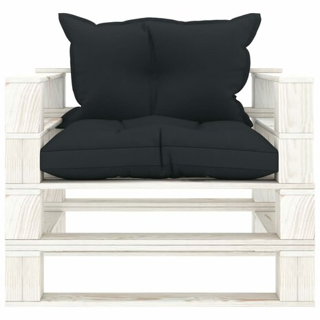 Tuinbank met antracietkleurige kussens pallet hout 2