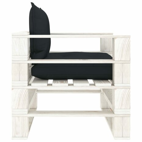 Tuinbank met antracietkleurige kussens pallet hout 3