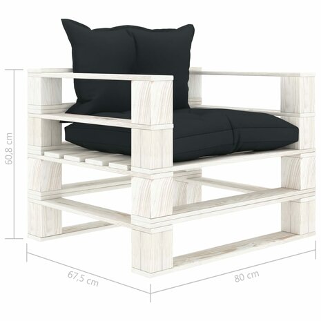 Tuinbank met antracietkleurige kussens pallet hout 6
