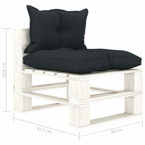 Tuinmiddenbank met antracietkleurige kussens pallet hout 6
