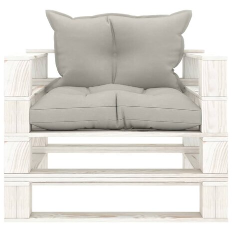Tuinbank met taupe kussens pallet hout 2