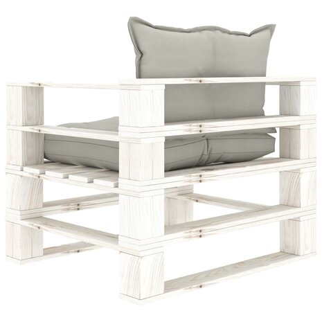 Tuinbank met taupe kussens pallet hout 4