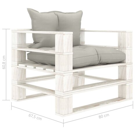 Tuinbank met taupe kussens pallet hout 6