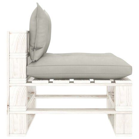 Tuinmiddenbank met taupe kussens pallet hout 3