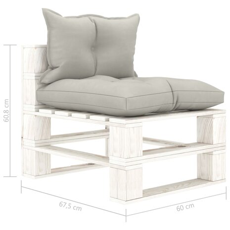Tuinmiddenbank met taupe kussens pallet hout 6