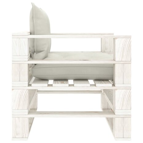 Tuinbank met beige kussens pallet hout 3