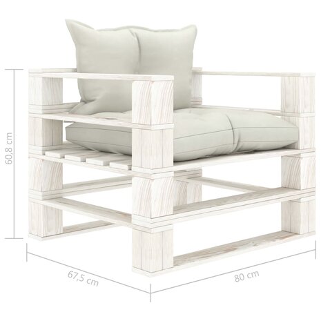 Tuinbank met beige kussens pallet hout 6
