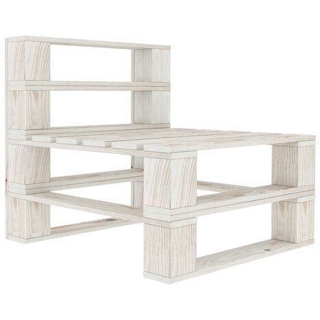 Tuinmiddenbank met crèmekleurige kussens pallet hout 6