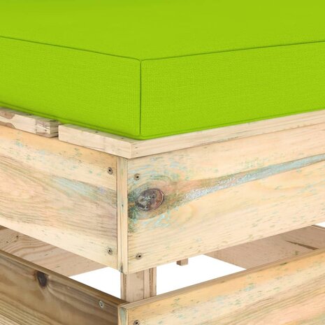 Middenbank sectioneel met kussens groen geïmpregneerd hout 5
