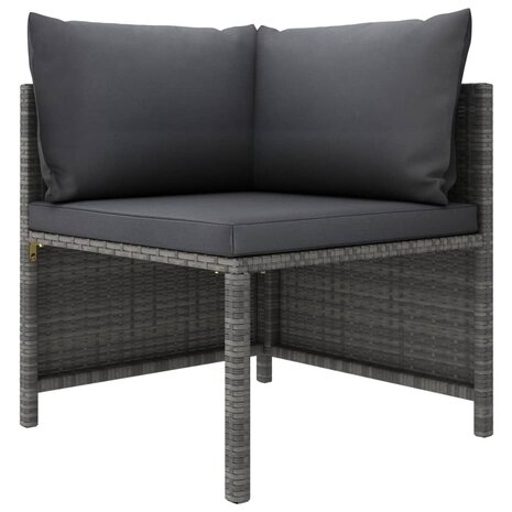Hoekbank sectioneel met kussens poly rattan grijs 1