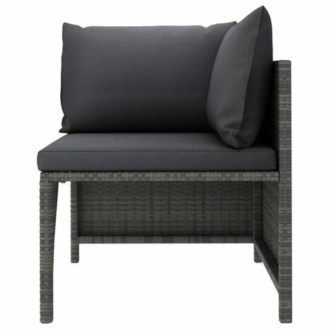 Hoekbank sectioneel met kussens poly rattan grijs 2