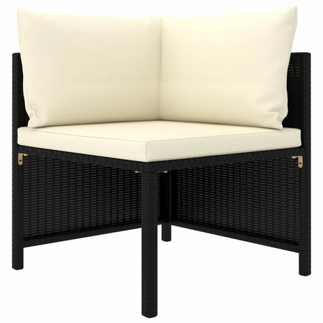 Hoekbank sectioneel met kussens poly rattan zwart 1