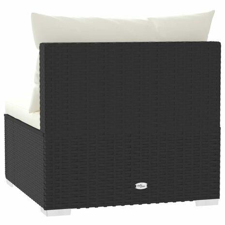 Tuinmiddenbank met kussens poly rattan zwart 5