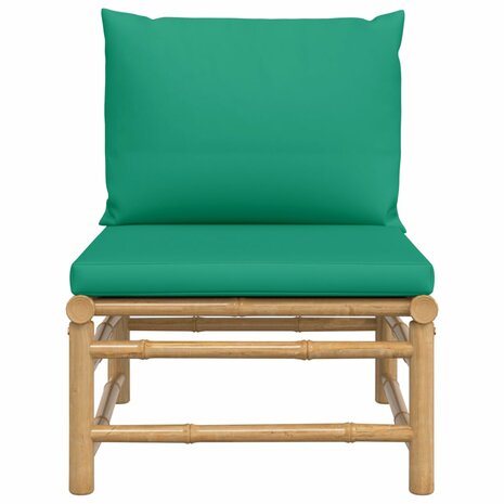 Tuinmiddenbank met kussens bamboe groen 3