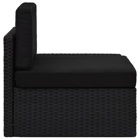Hoekbank met linkerarmleuning sectioneel poly rattan zwart 3