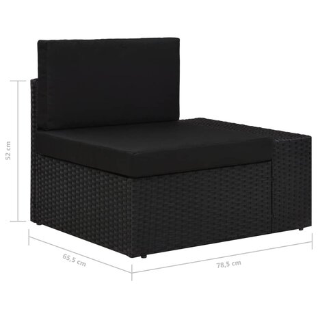 Hoekbank met linkerarmleuning sectioneel poly rattan zwart 7