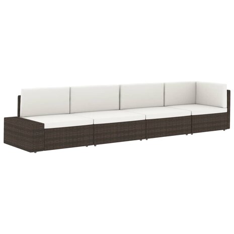 Hoekbank met linkerarmleuning sectioneel poly rattan zwart 8