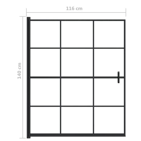 Douchewand 116x140 cm ESG zwart 5