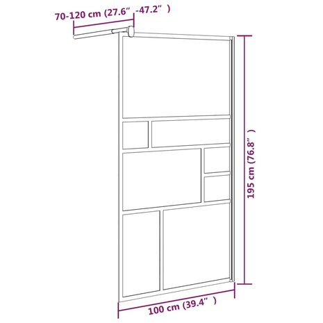 Inloopdouchewand 100x195 cm ESG-glas wit 7