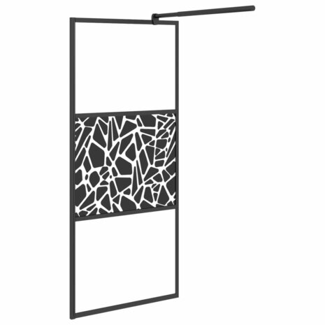Inloopdouchewand met stenenmotief 80x195 cm ESG-glas zwart 4