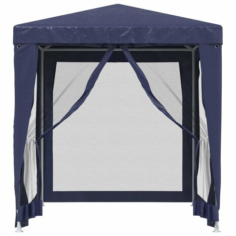 Partytent met 4 mesh zijwanden 2x2 m HDPE blauw 3