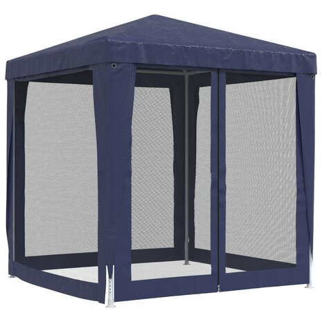 Partytent met 4 mesh zijwanden 2x2 m HDPE blauw 5