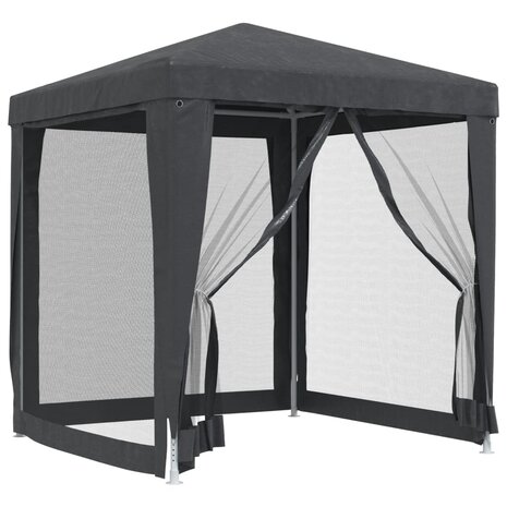 Partytent met 4 mesh zijwanden 2x2 m HDPE antracietkleurig 2