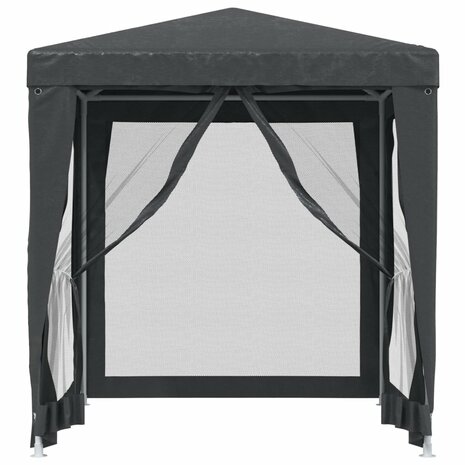 Partytent met 4 mesh zijwanden 2x2 m HDPE antracietkleurig 3