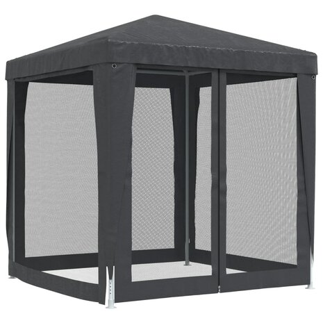 Partytent met 4 mesh zijwanden 2x2 m HDPE antracietkleurig 5