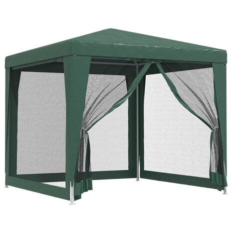Partytent met 4 mesh zijwanden 2,5x2,5 m HDPE groen 2