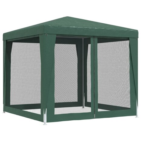 Partytent met 4 mesh zijwanden 2,5x2,5 m HDPE groen 5