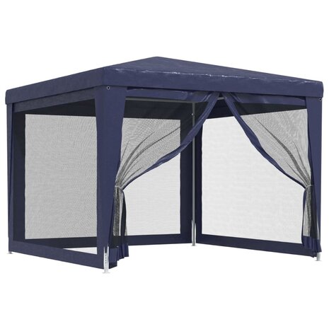 Partytent met 4 mesh zijwanden 3x3 m HDPE blauw 2