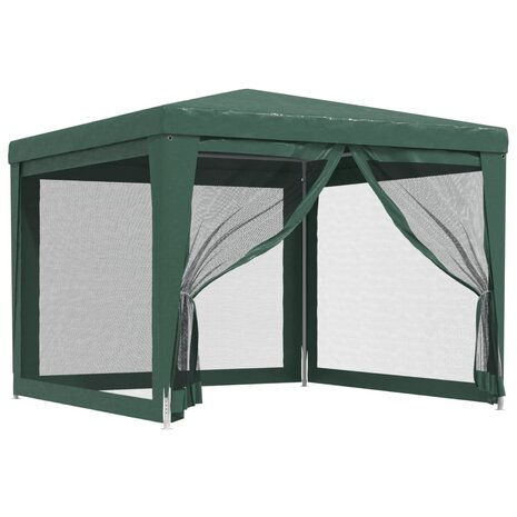 Partytent met 4 mesh zijwanden 3x3 m HDPE groen 2