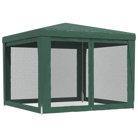 Partytent met 4 mesh zijwanden 3x3 m HDPE groen 5