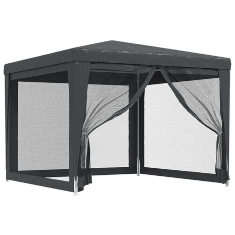 Partytent met 4 mesh zijwanden 3x3 m HDPE antracietkleurig 2