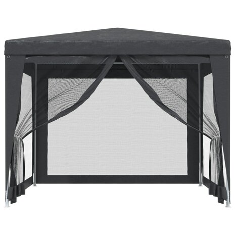 Partytent met 4 mesh zijwanden 3x3 m HDPE antracietkleurig 3