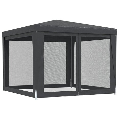 Partytent met 4 mesh zijwanden 3x3 m HDPE antracietkleurig 5