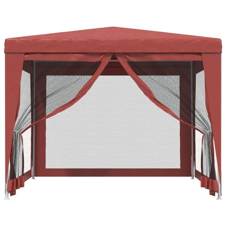 Partytent met 4 mesh zijwanden 3x3 m HDPE rood 3