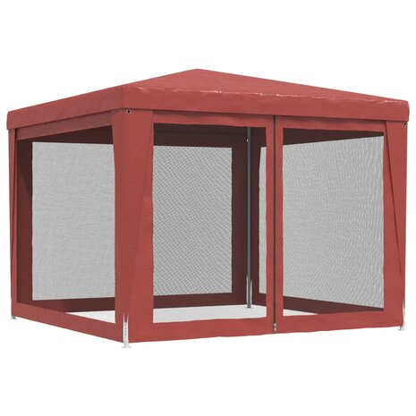 Partytent met 4 mesh zijwanden 3x3 m HDPE rood 5