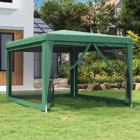 Partytent met 4 mesh zijwanden 3x4 m HDPE groen 1