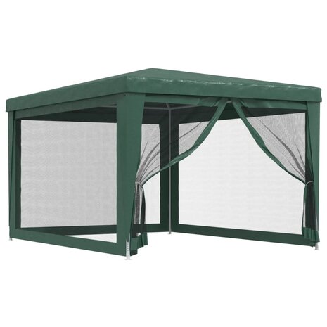 Partytent met 4 mesh zijwanden 3x4 m HDPE groen 2