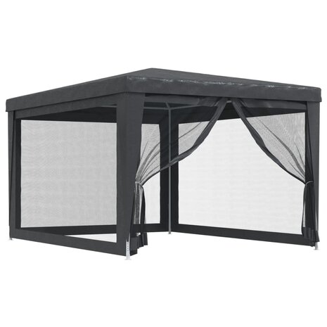 Partytent met 4 mesh zijwanden 3x4 m HDPE antracietkleurig 2