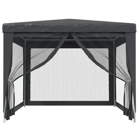 Partytent met 4 mesh zijwanden 3x4 m HDPE antracietkleurig 3