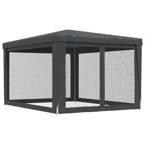 Partytent met 4 mesh zijwanden 3x4 m HDPE antracietkleurig 5